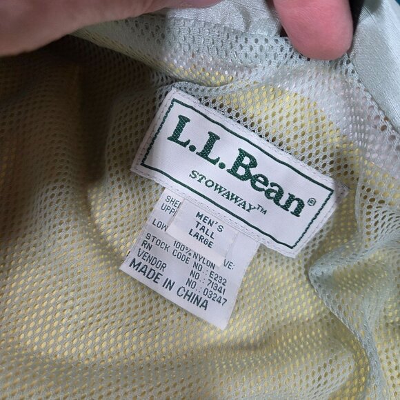 LL Bean Jacket Mens Large Tall Teal Green Stowaway Goretex Rain Coat Windbreaker - Picture 3 of 14